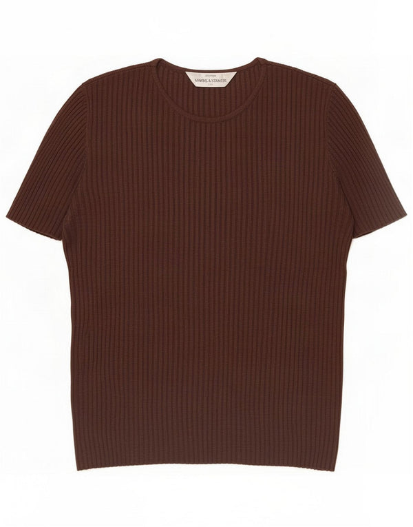 Marks & Spencer Womens St. Michael T-Shirt Top UK 14 Medium Brown Silk