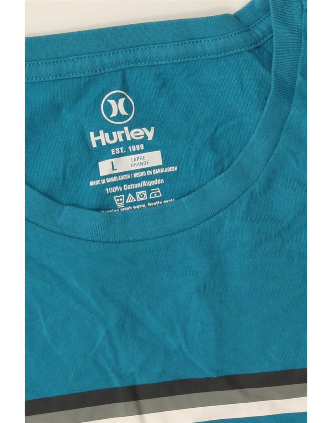 T-shirt grafica da uomo Hurley Top grande in cotone blu