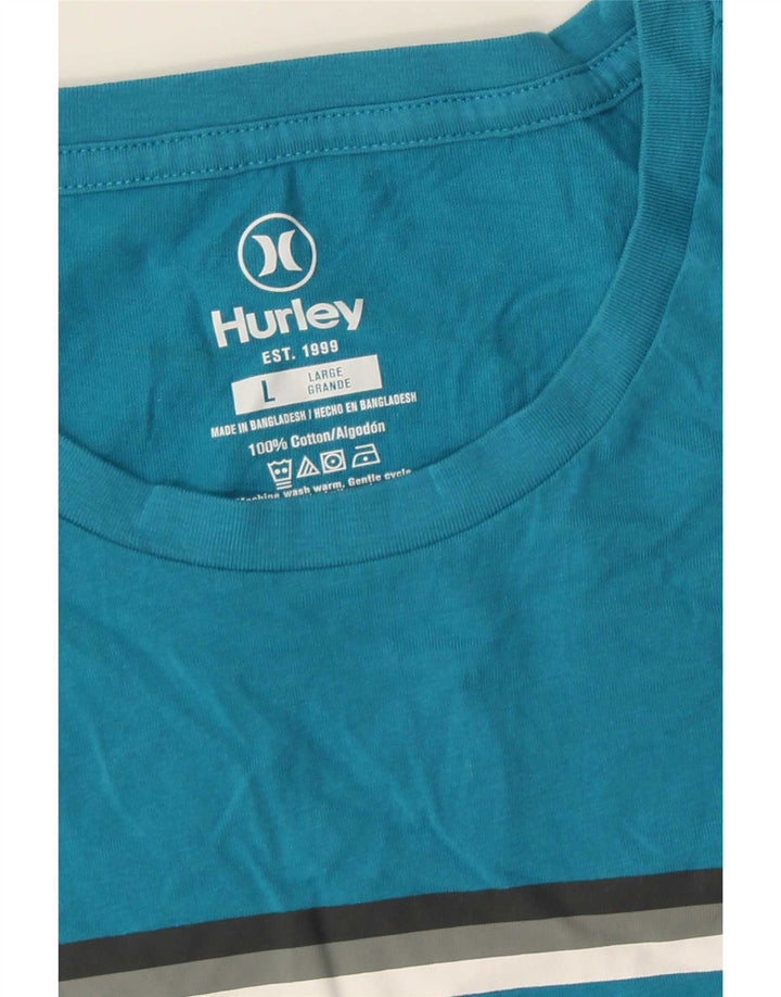 T-shirt grafica da uomo Hurley Top grande in cotone blu