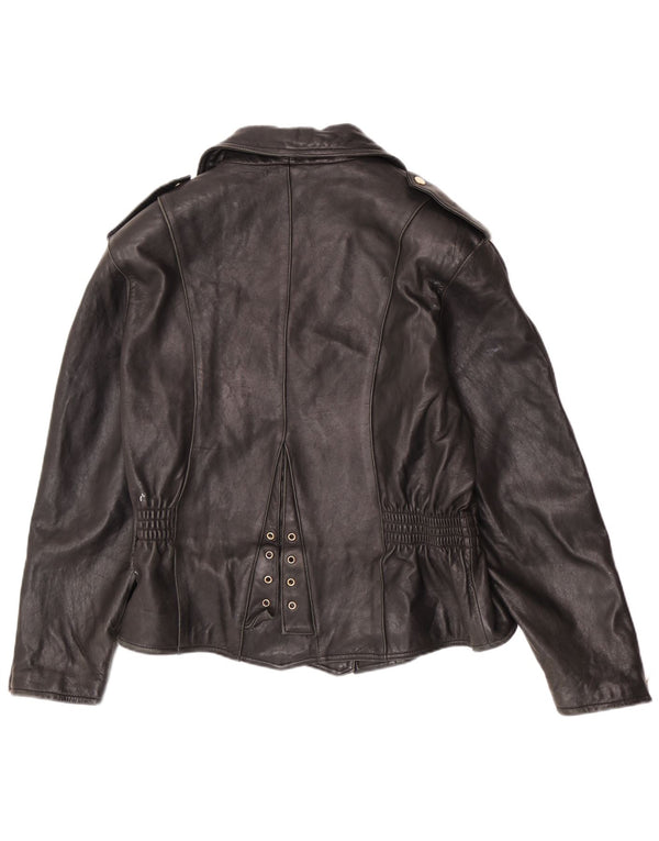 Giacca da motociclista in pelle vintage da donna EU 40 media nera