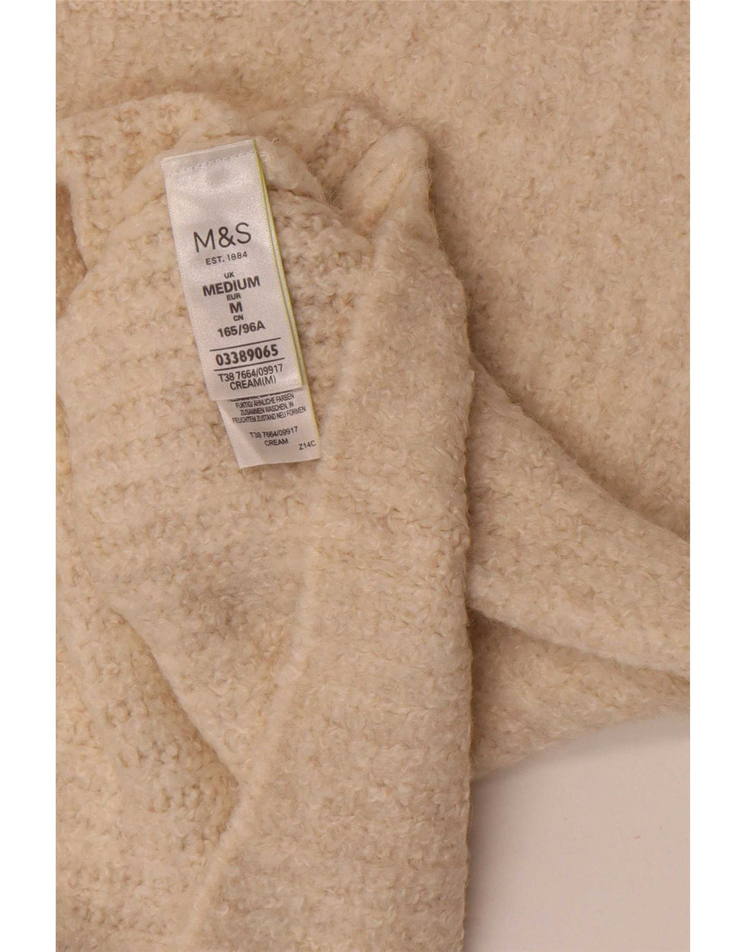 Maglione maglione girocollo da donna Marks & Spencer UK 14 Acrilico beige medio