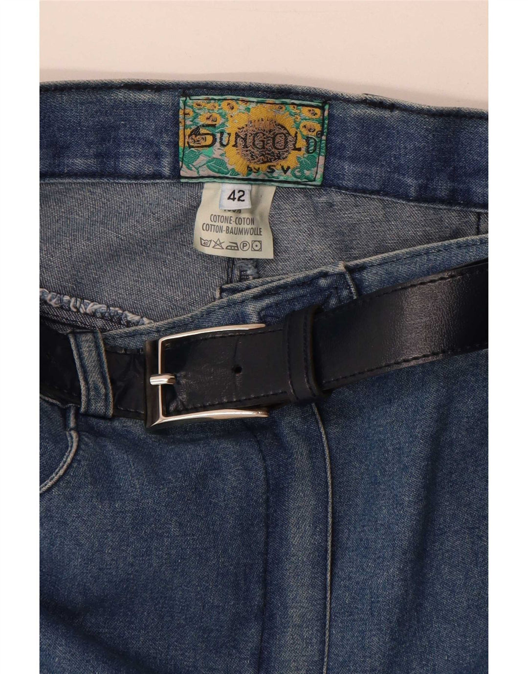 Gonna cargo denim vintage da donna IT 42 media W28 cotone blu