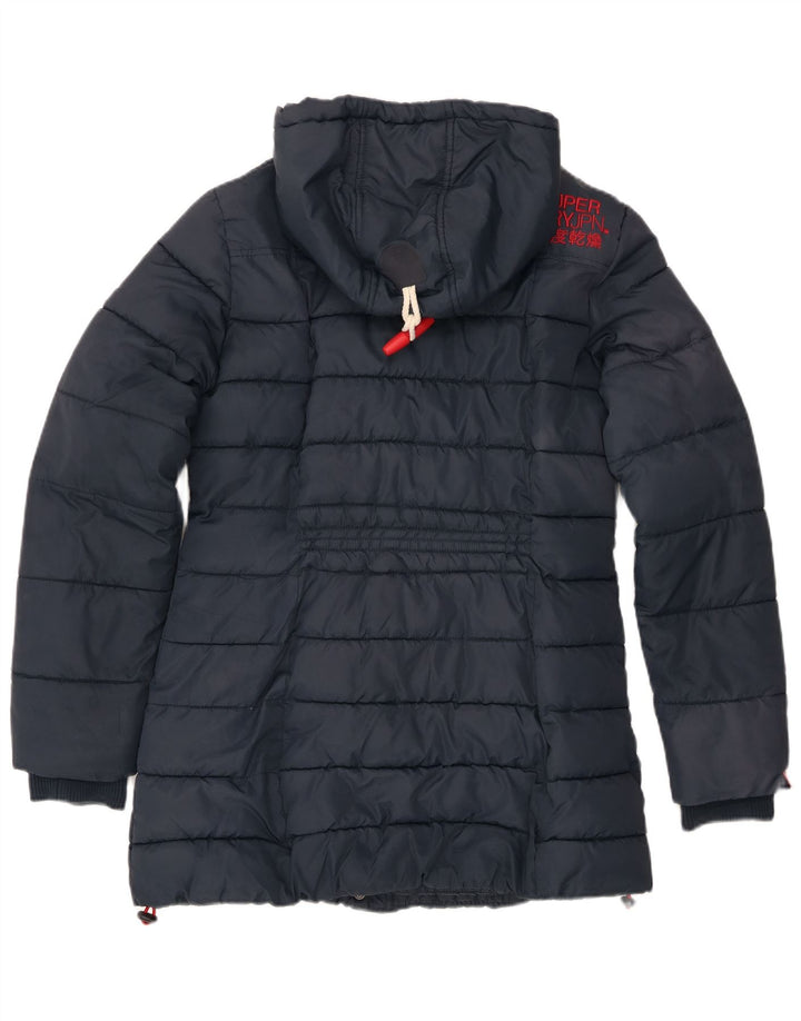 Giacca imbottita con cappuccio da donna Superdry UK 14 grande poliestere blu navy