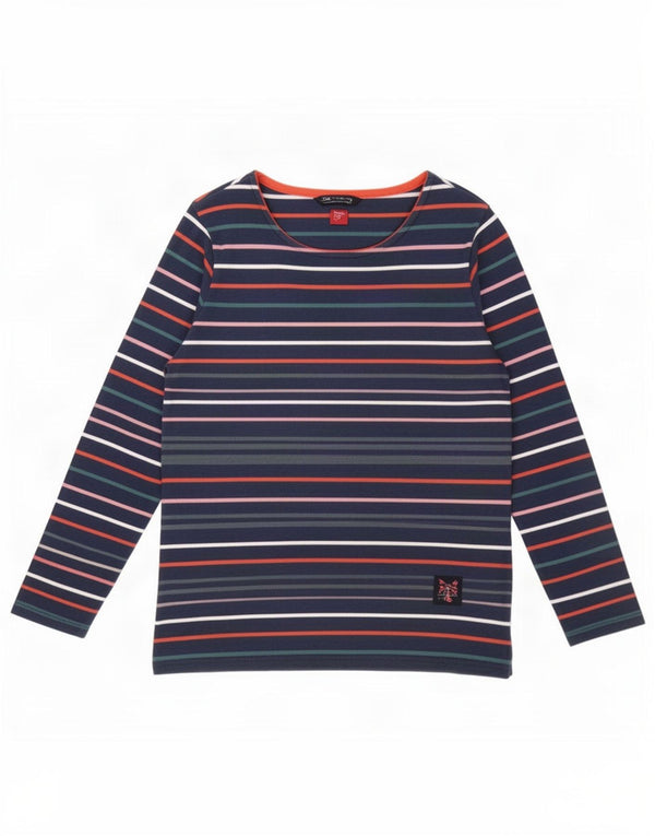Crew Clothing Top da donna a maniche lunghe UK 12 Medio cotone a righe blu navy