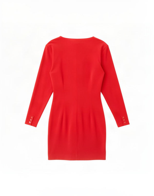 Abito tubino in velluto a maniche lunghe da donna Rosella UK 12 rosso medio