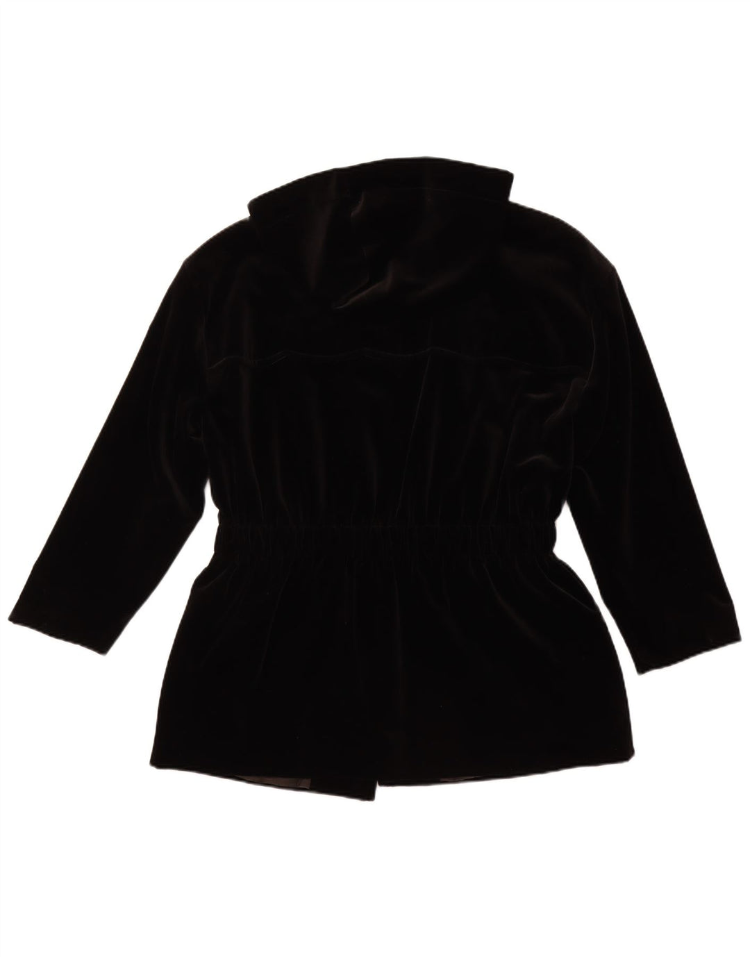 AFTER FIVE Cappotto da donna in velluto con cappuccio UK 12 medio nero