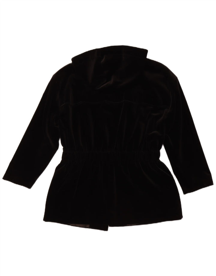 AFTER FIVE Cappotto da donna in velluto con cappuccio UK 12 medio nero