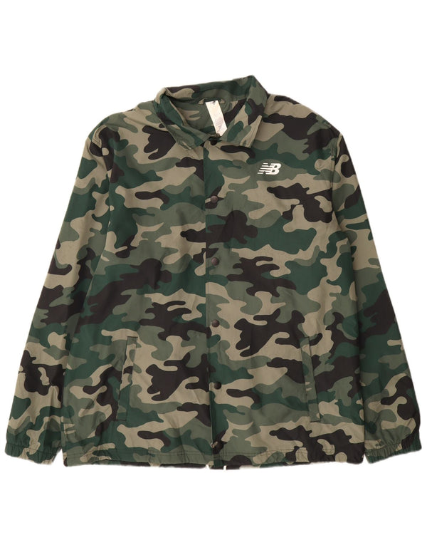 Giacca antipioggia grafica da uomo New Balance UK 42 XL poliestere mimetico verde