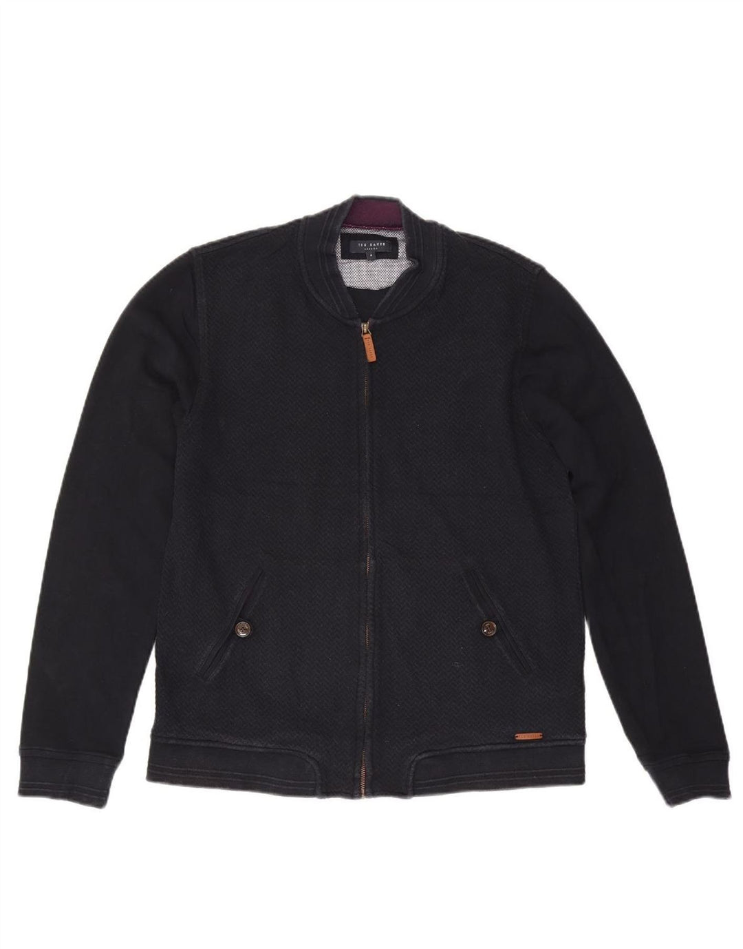 TED BAKER Womens Tracksuit Top Jacket Size 4 Large Navy Blue Cotton