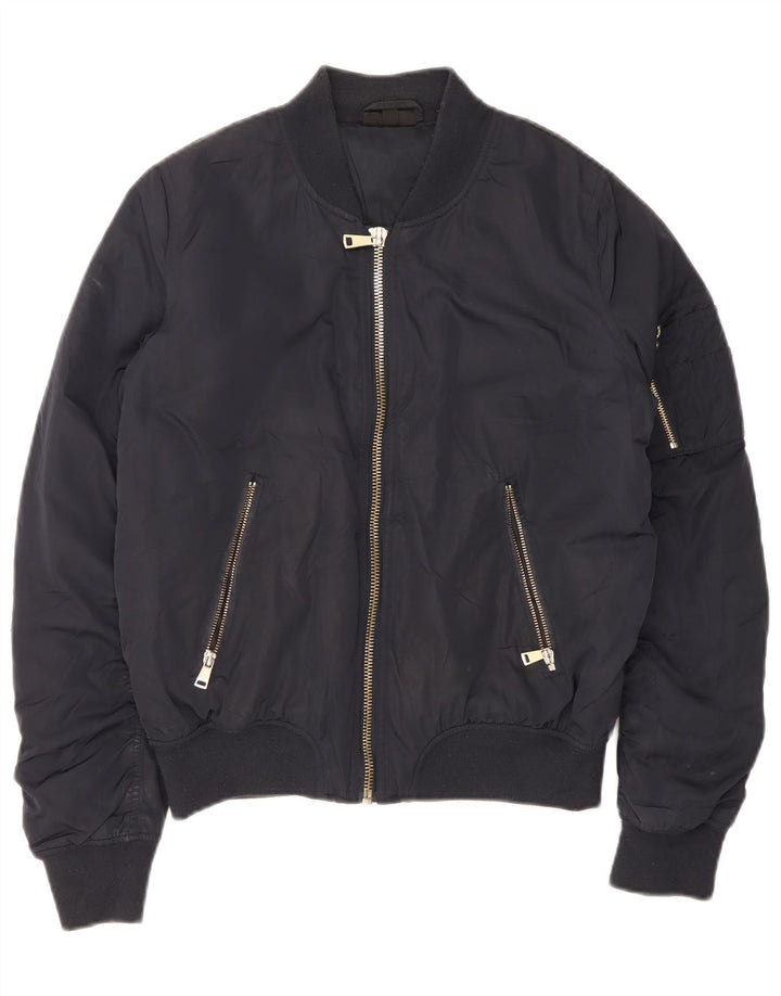 Topshop Bomber da donna UK 12 medio blu navy poliestere