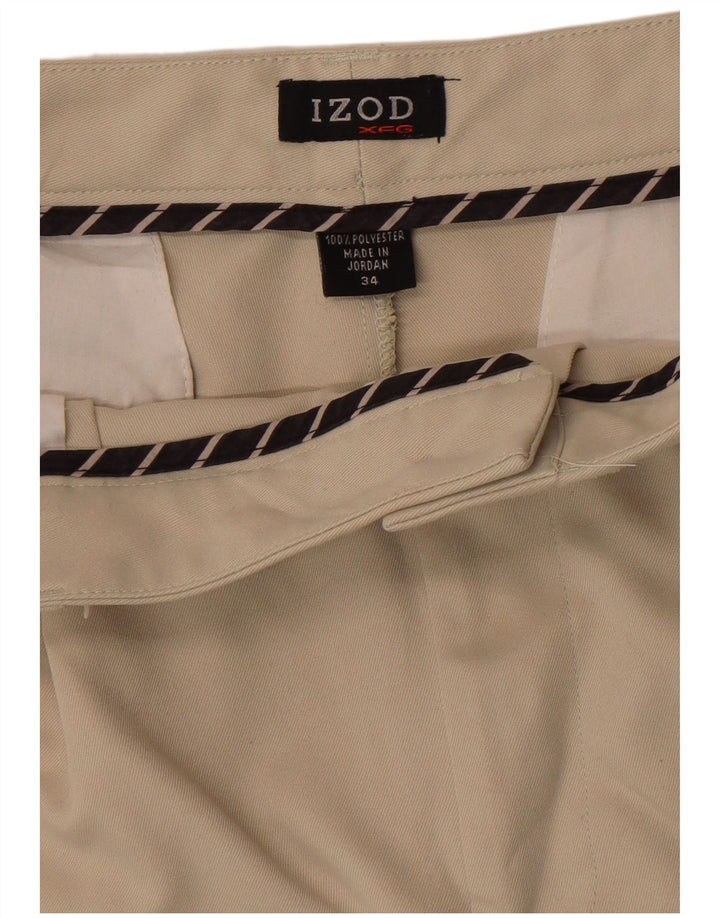 Pantaloncini chino con pegging da uomo Izod W34 Large Beige Poliestere