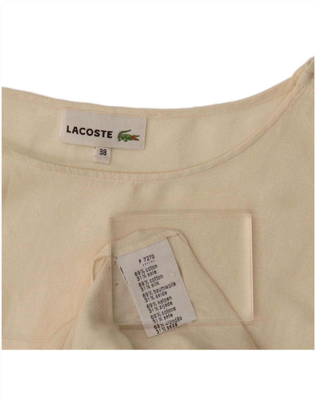 Camicetta da donna con maniche a 3/4 Lacoste taglia 38 media cotone bianco sporco