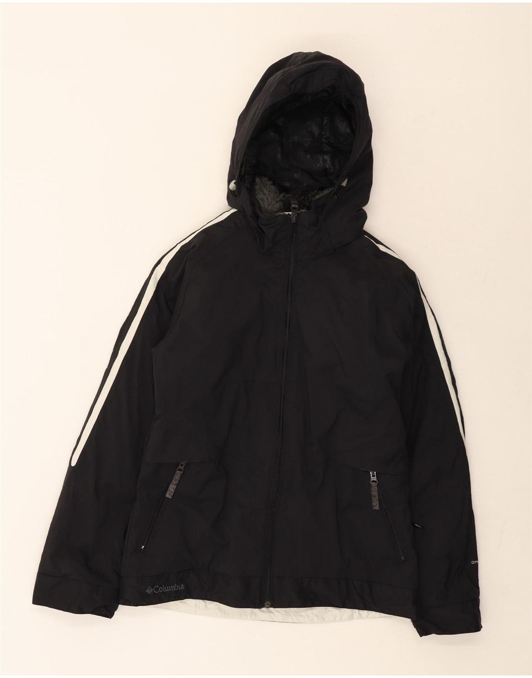 Giacca a vento con cappuccio da donna Columbia UK 10 piccola in nylon nero