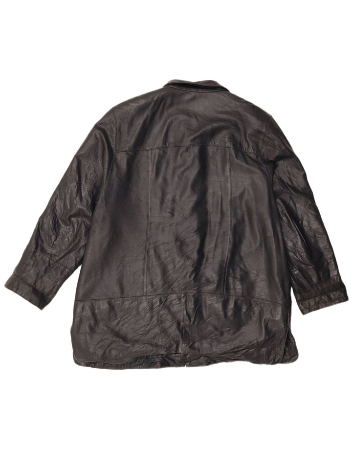 Giacca in pelle da donna vintage IT 46 grande in pelle nera