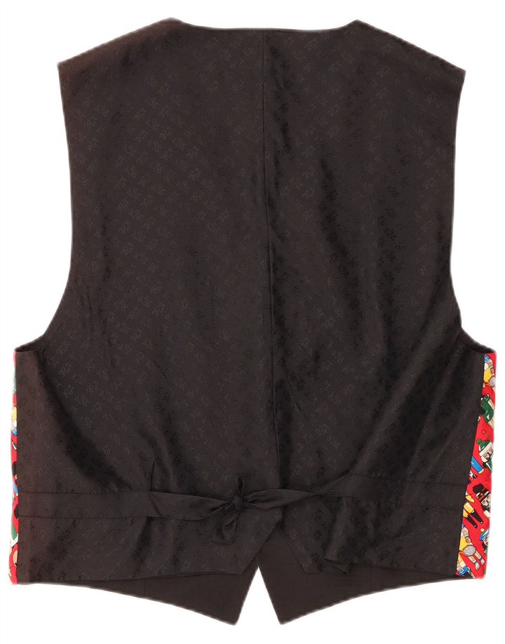 Gilet Uomo VINTAGE Fantasia Astratta XL Viscosa Rossa