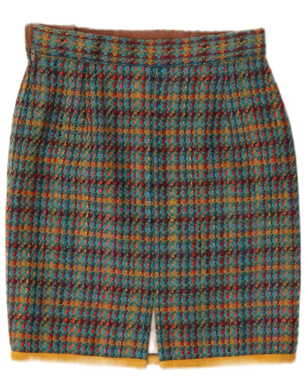 Gonna a tubino vintage da donna W28 a quadri multicolore medio
