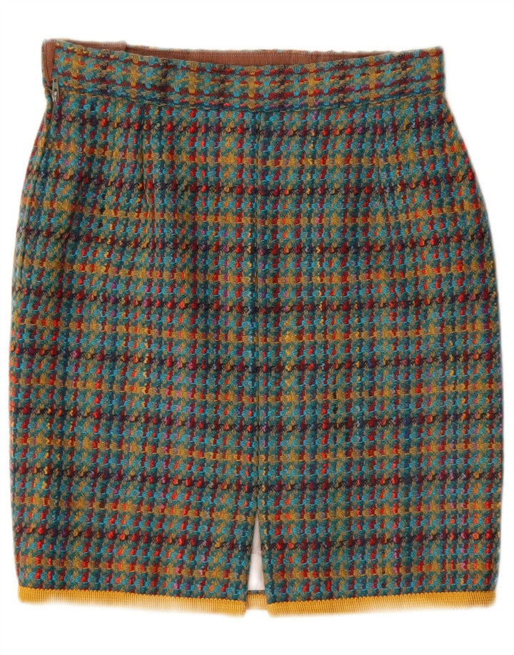 Gonna a tubino vintage da donna W28 a quadri multicolore medio