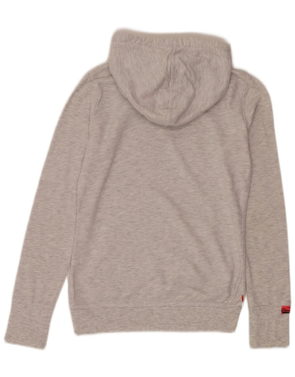 Felpa con cappuccio grafica da donna Superdry UK 6 XS cotone grigio