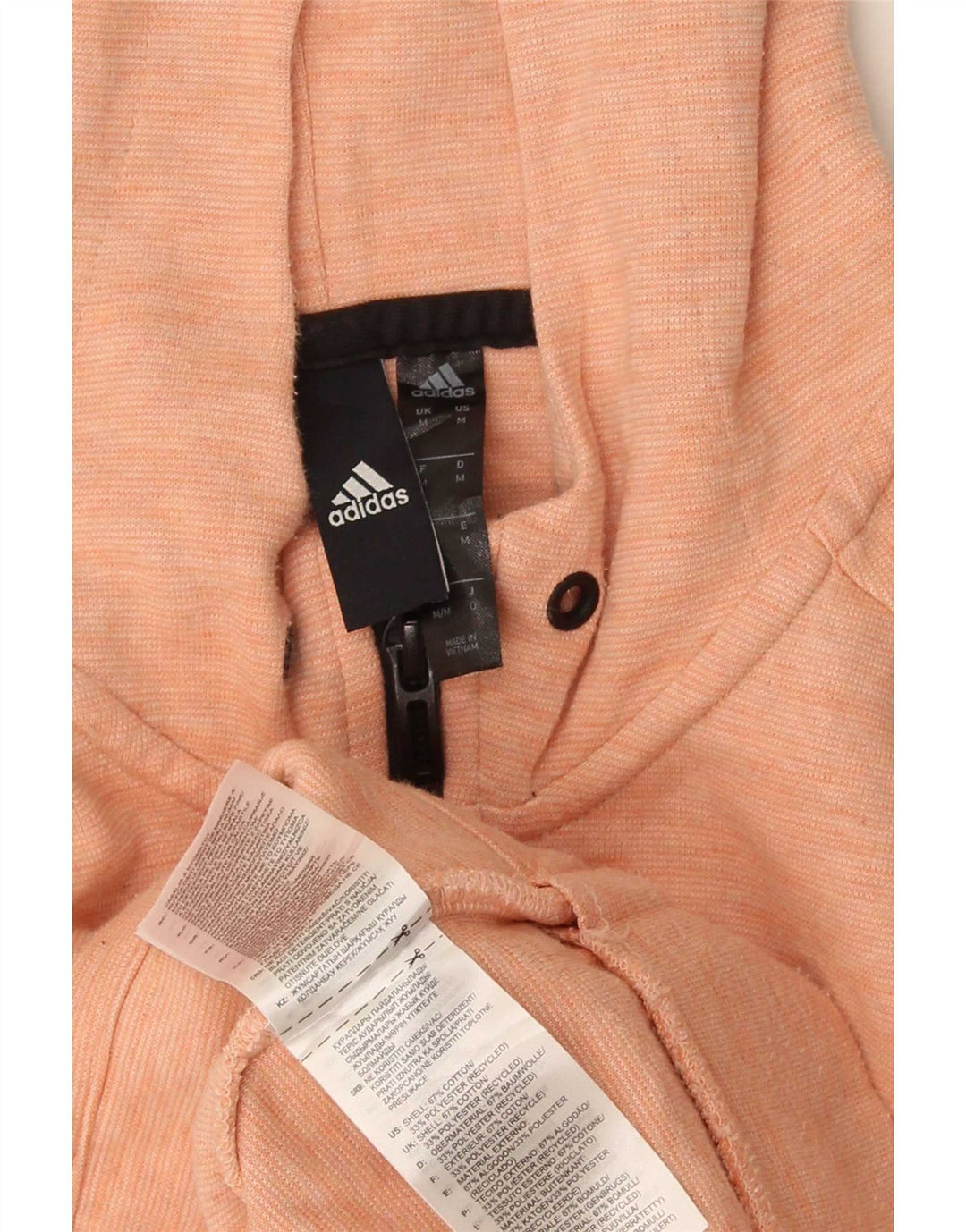 Maglione con cappuccio e zip da uomo Adidas in cotone chiazzato rosa medio