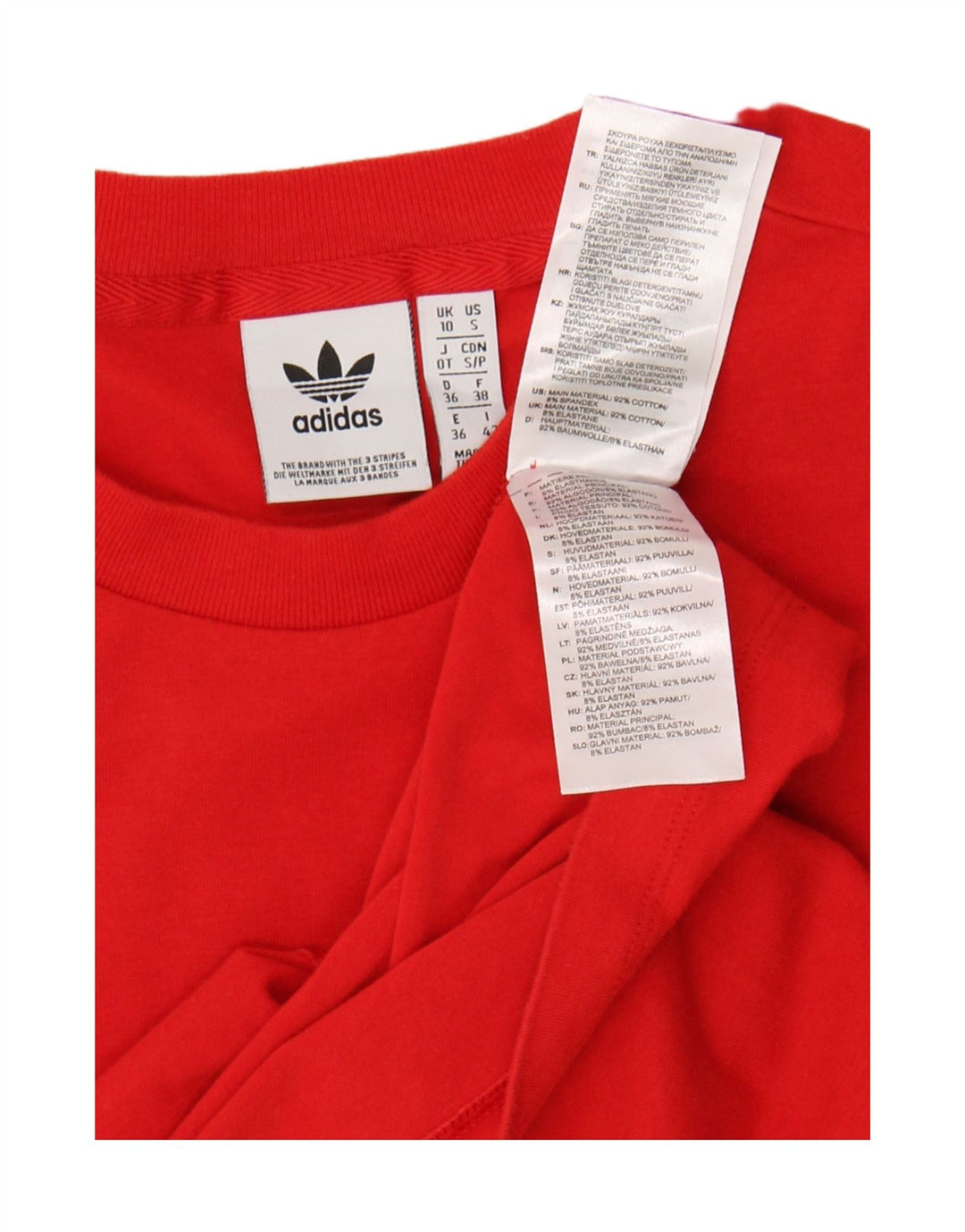 T-shirt grafica da donna Adidas Top UK 10 piccola rossa in cotone