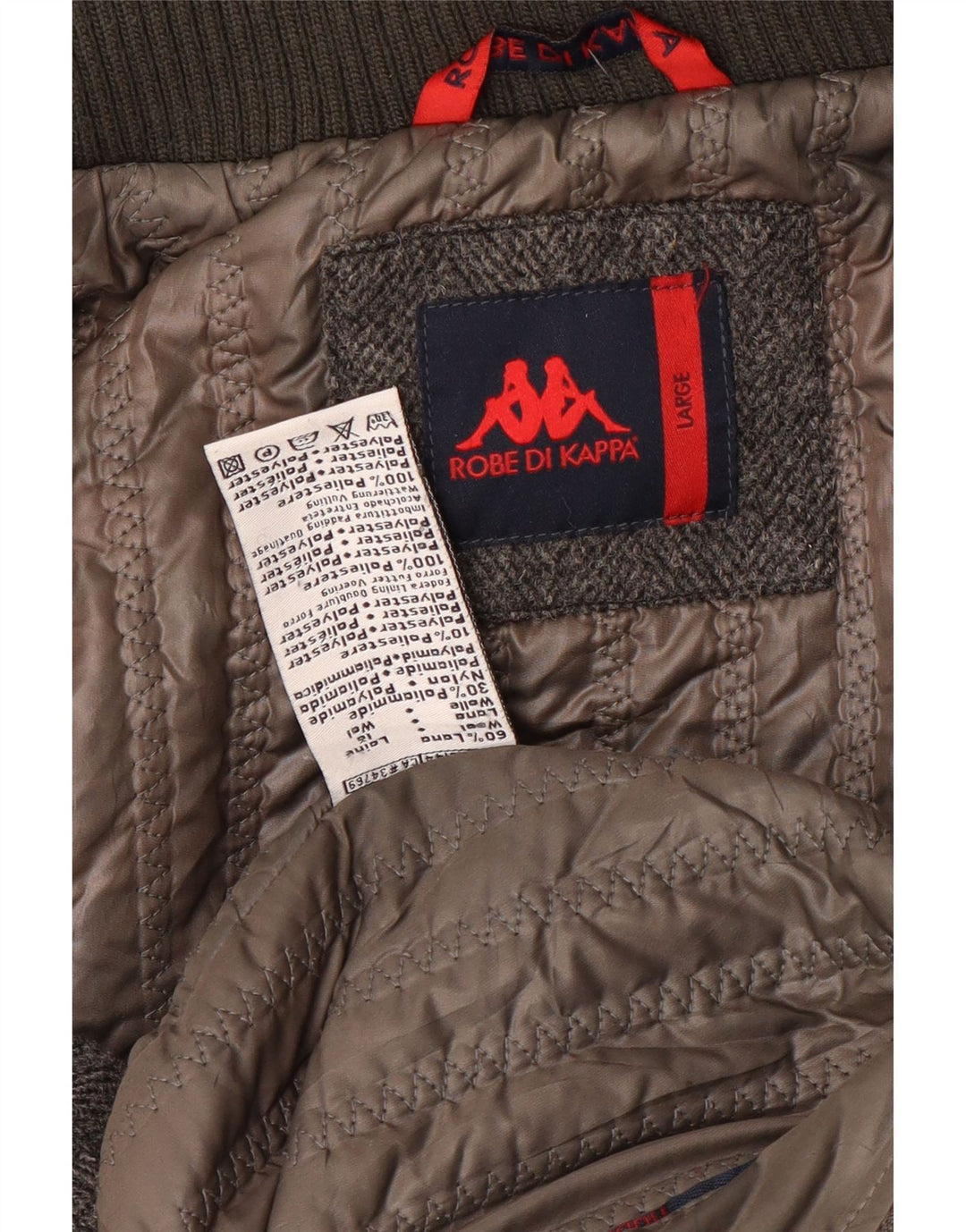 Giacca imbottita da uomo Kappa UK 40 Large Grigia a spina di pesce in lana classica