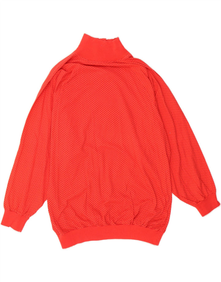 VINTAGE Womens Button Neck Top Long Sleeve UK 14 Medium Red Polka Dot Vintage Vintage and Second-Hand Vintage from Messina Hembry 