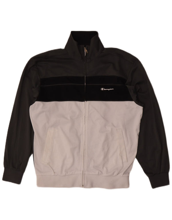 Giacca da tuta da uomo Champion in poliestere color block grigio medio
