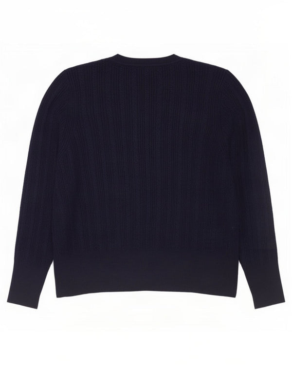 Maglione maglione con scollo a barca da donna Marks & Spencer UK 22 3XL viscosa blu navy