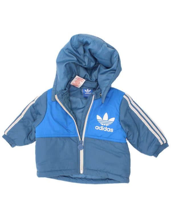 Giacca imbottita con cappuccio grafico Adidas da bambino 3-6 mesi Blu Colourblock