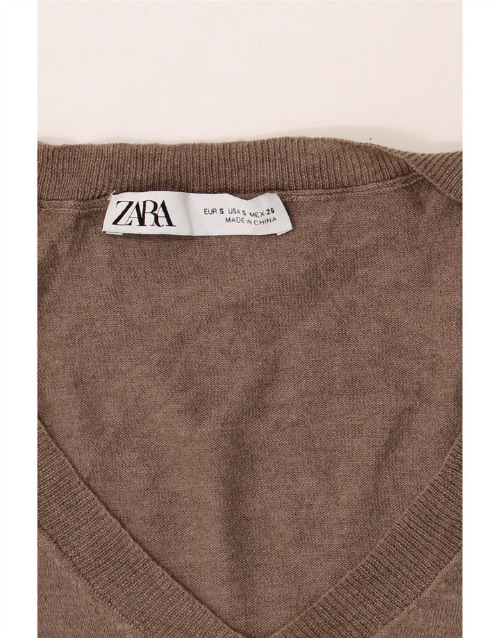 ZARA Mens V-Neck Jumper Sweater Small Grey Vintage Zara and Second-Hand Zara from Messina Hembry 