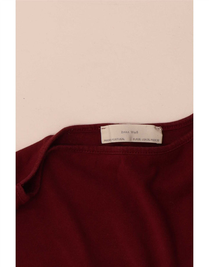 Top Zara Donna Manica 3/4 UK 18 XL Rosso