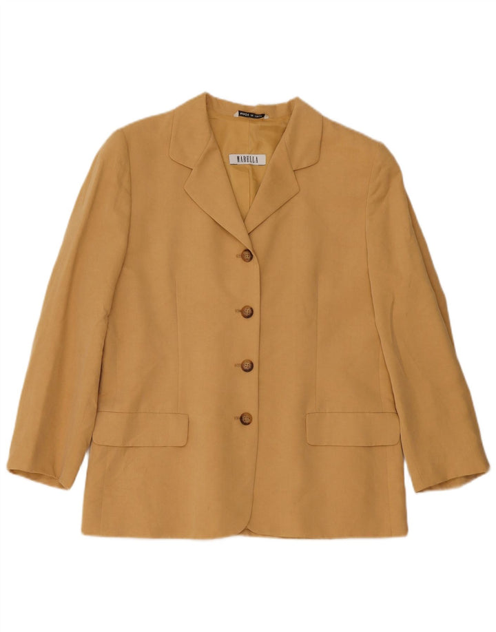 Giacca blazer a 4 bottoni da donna Marella UK 16 grande in viscosa beige