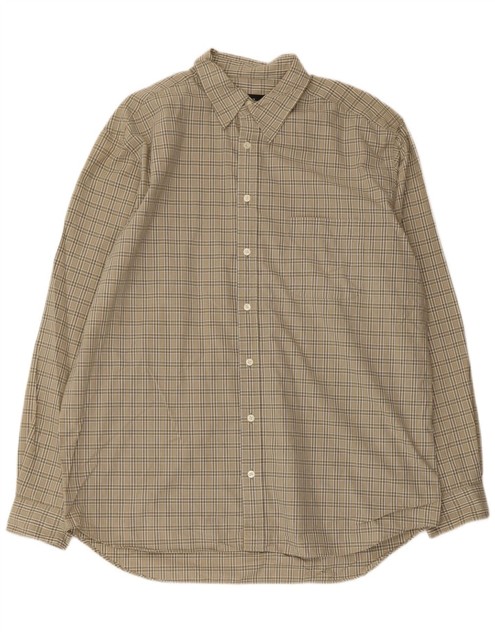 EDDIE BAUER Camicia alta da uomo in cotone a quadri kaki grande