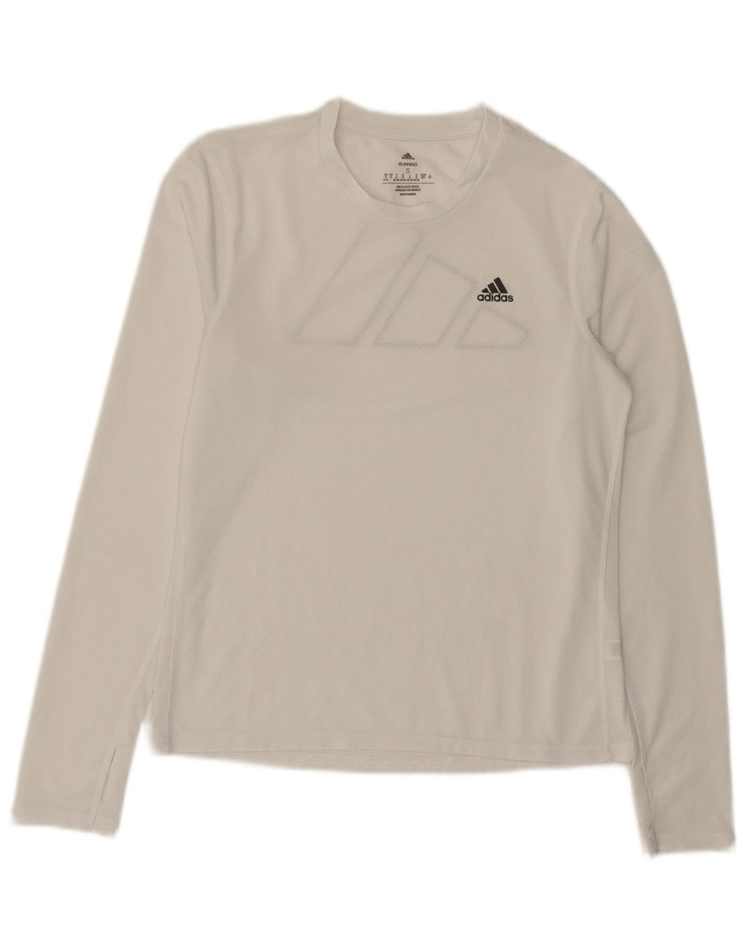 Adidas Donna Graphic Top Manica Lunga UK 8/10 Piccolo Poliestere Bianco