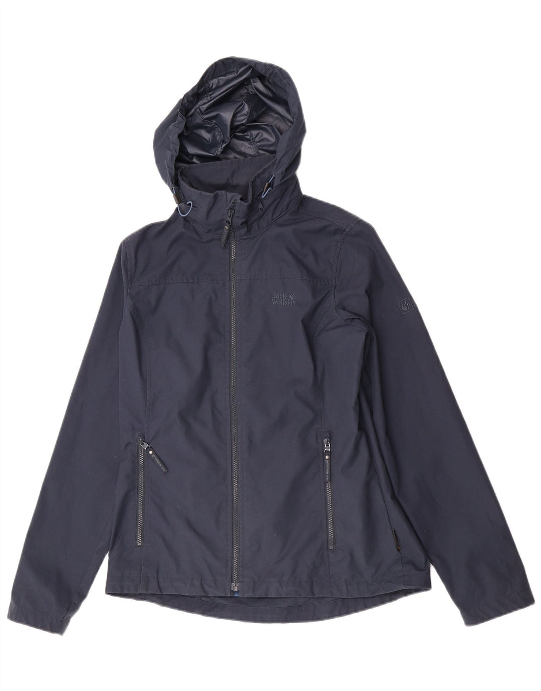 Giacca a vento con cappuccio da donna Jack Wolfskin UK 12 medio blu navy