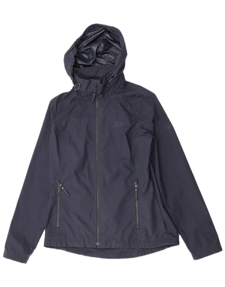 Giacca a vento con cappuccio da donna Jack Wolfskin UK 12 medio blu navy