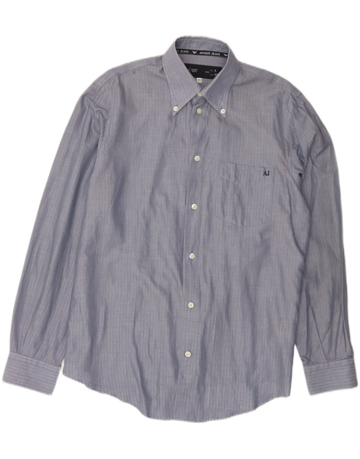 Armani Jeans Camicia Uomo Cotone Righe Grandi Blu