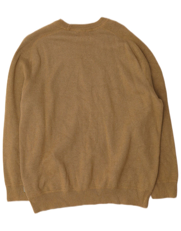 Superdry Mens Boat Neck Jumper Sweater 2XL Khaki Cotton