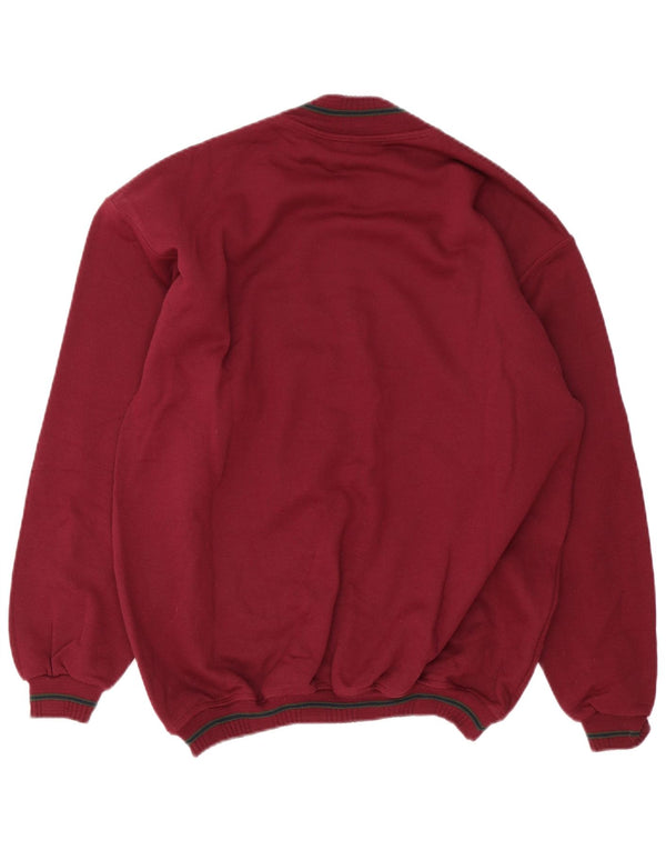 Maglione girocollo da golf da uomo vintage color block bordeaux medio