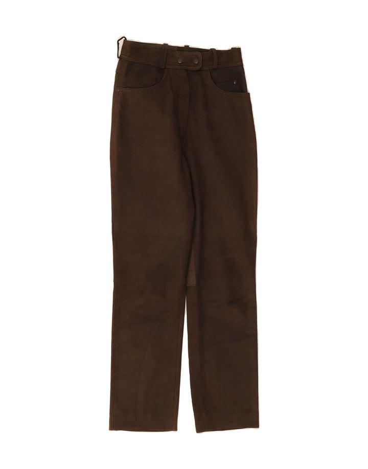 CROMWELL Womens Straight Trousers EU 36 Small W26 L29 Brown Leather Vintage Cromwell and Second-Hand Cromwell from Messina Hembry 