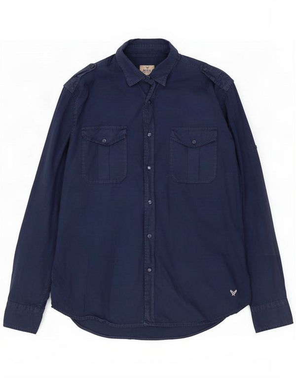 Camicia militare da uomo Avirex Large Blu Navy Cotone