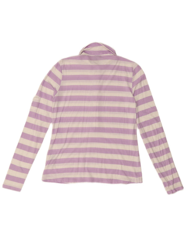 Polo da donna a maniche lunghe Gant UK 12 Cotone a righe viola medio