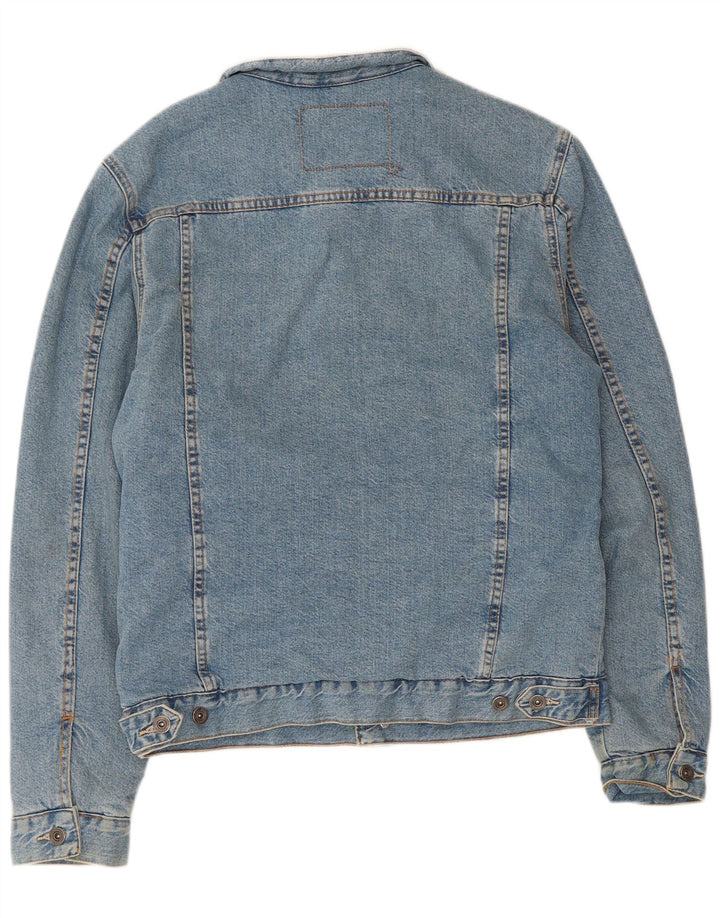 Giacca in denim Sherpa da uomo Zara UK 40 grande cotone blu