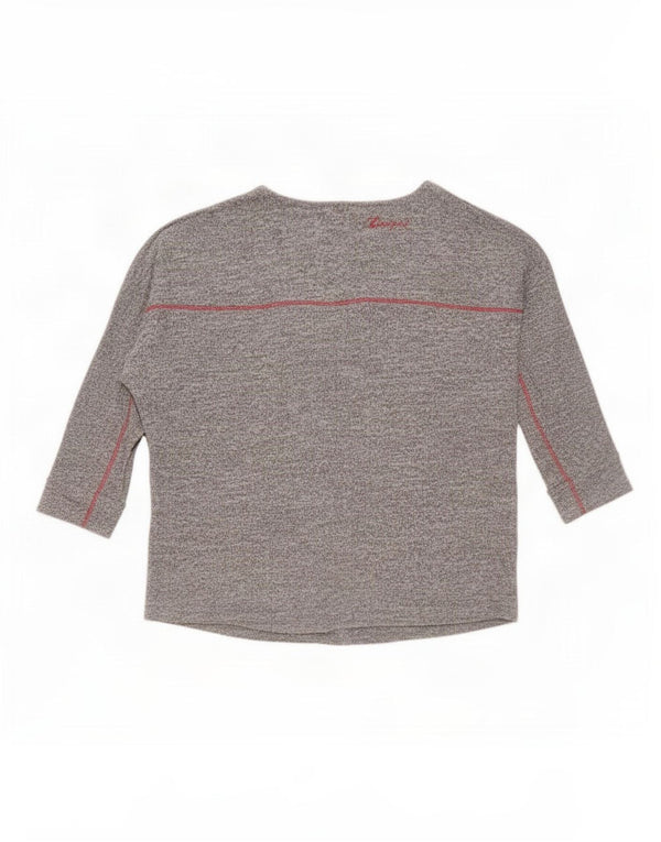 Desigual Donna Graphic Top manica 3/4 UK 14 Grigio medio geometrico