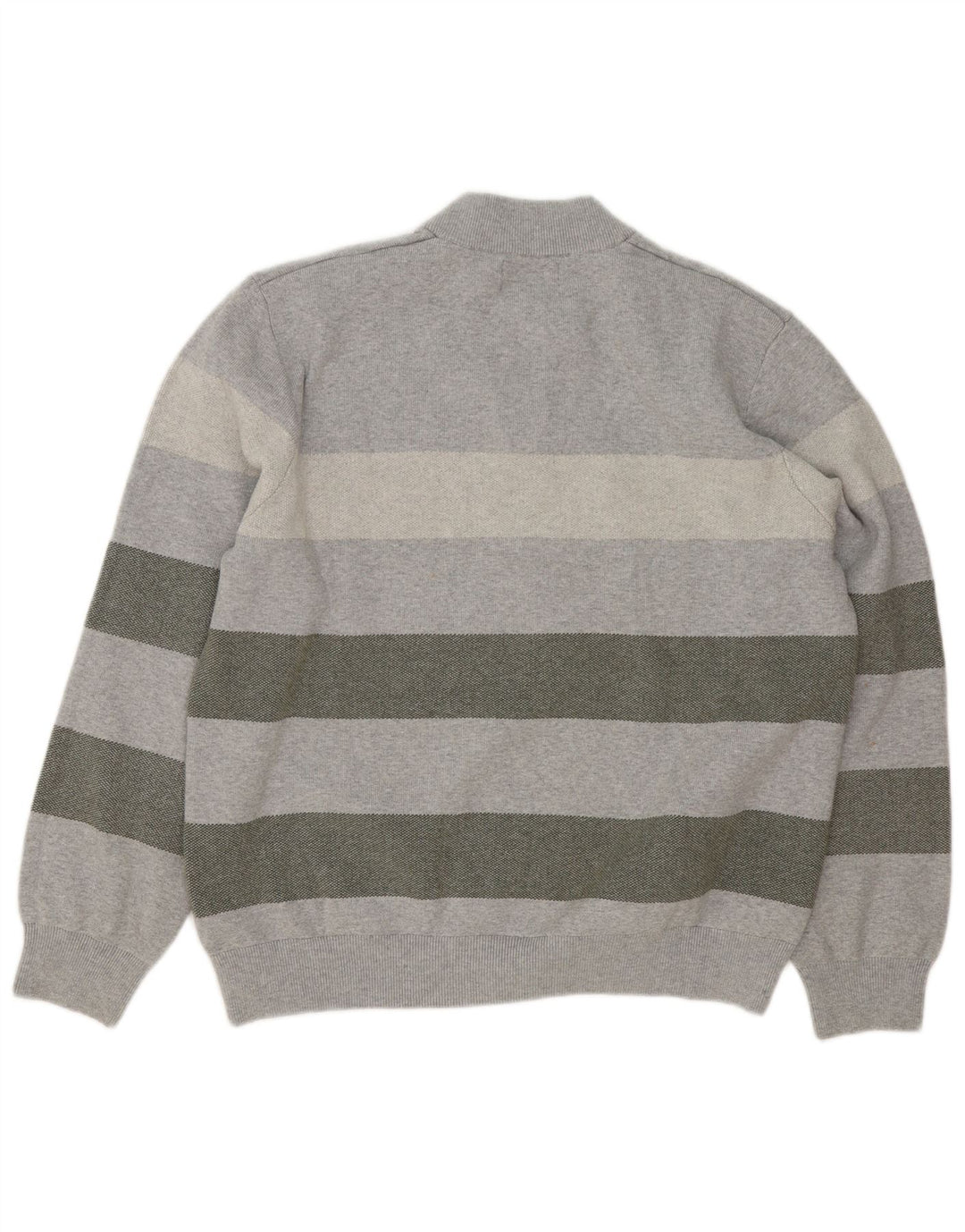 Maglione da uomo Marks & Spencer con zip e collo 2XL in cotone a righe grigie