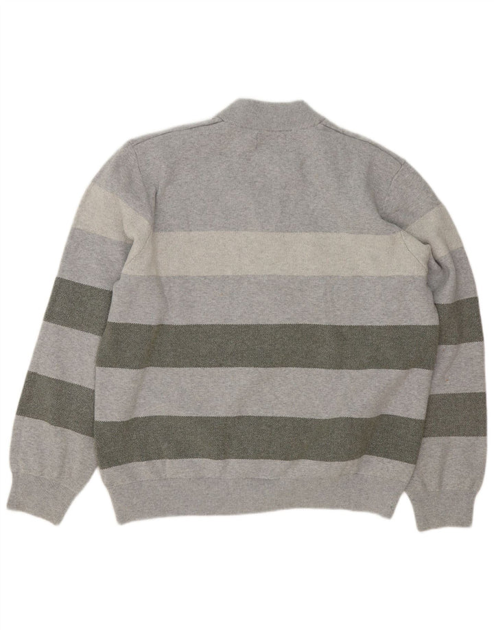Maglione da uomo Marks & Spencer con zip e collo 2XL in cotone a righe grigie