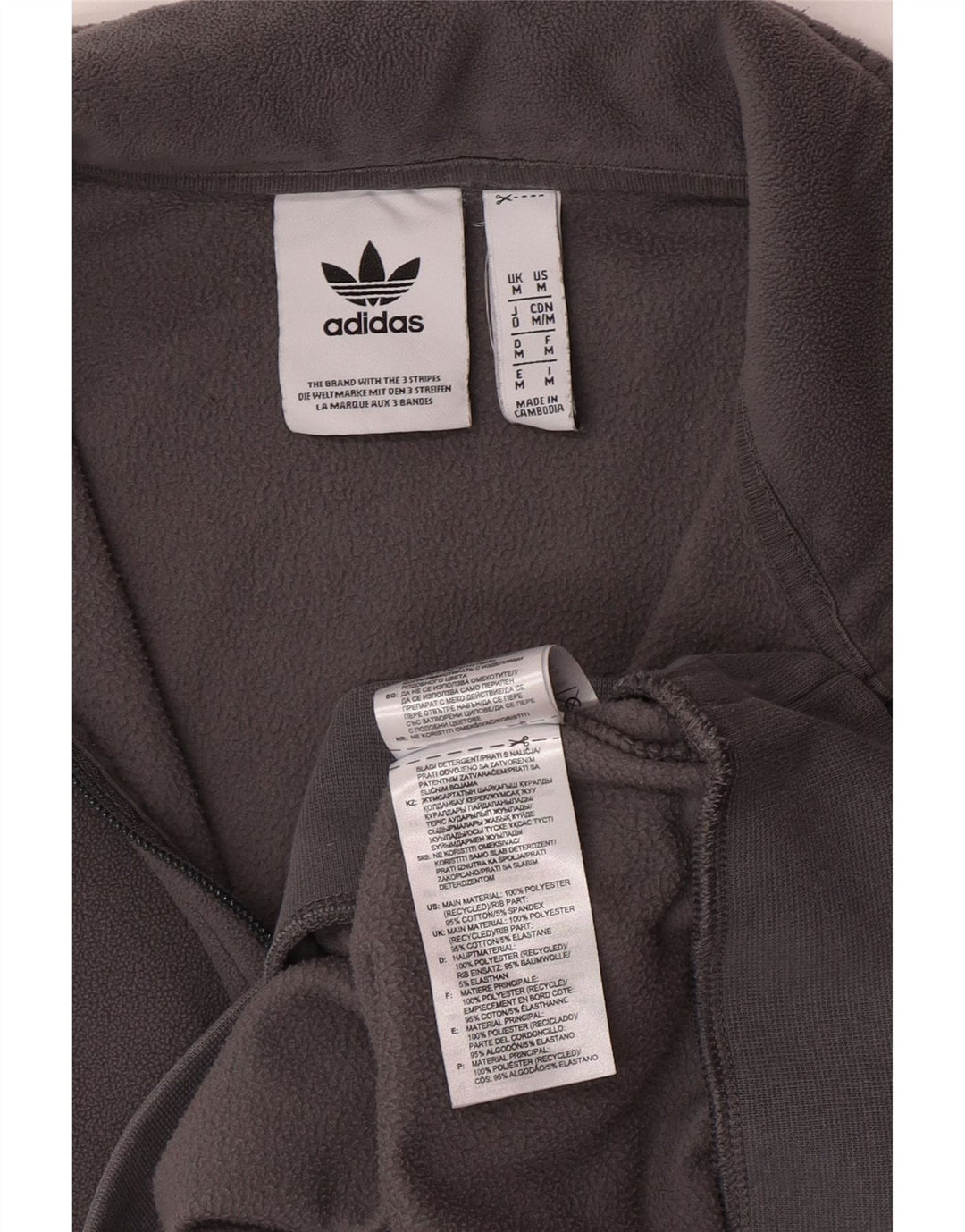 Maglione in pile da uomo Adidas con zip e collo in poliestere grigio medio
