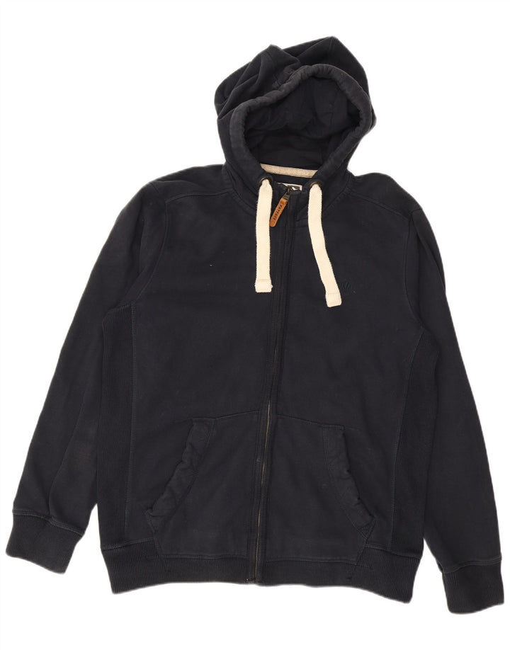 FAT FACE Maglione con cappuccio e zip da uomo di grandi dimensioni in cotone blu navy