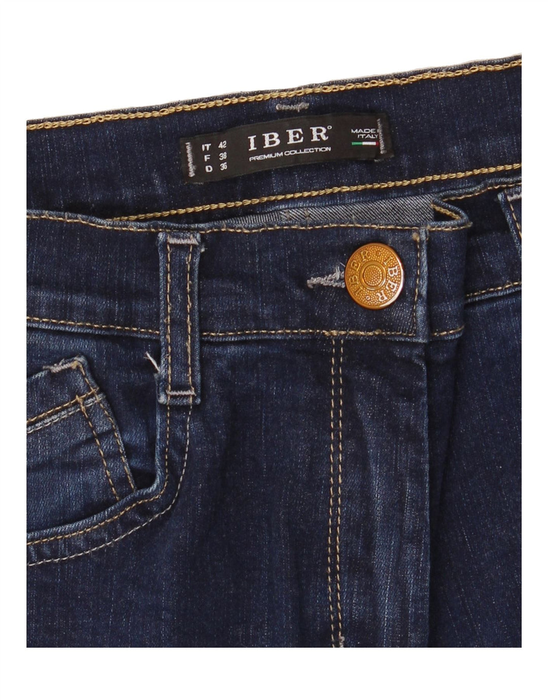 IBER Womens High Rise Bootcut Jeans IT 42 Medium W26 L30 Navy Blue Vintage Iber and Second-Hand Iber from Messina Hembry 