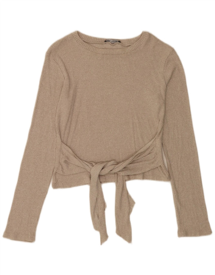 Top Zara da donna a maniche lunghe UK 12 Viscosa beige medio